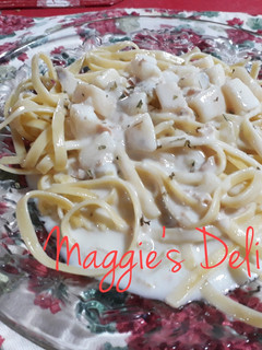 Una foto de Pasta con crema de clam chowder