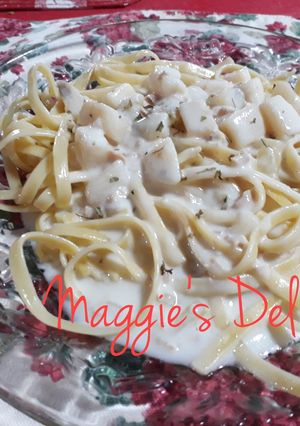 Una foto de Pasta con crema de clam chowder
