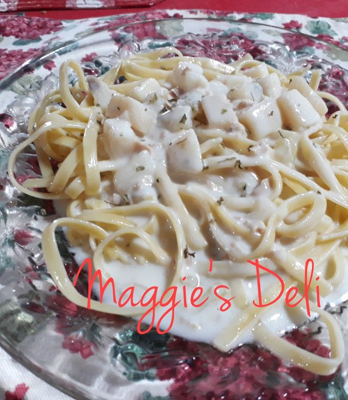 Una foto de Pasta con crema de clam chowder