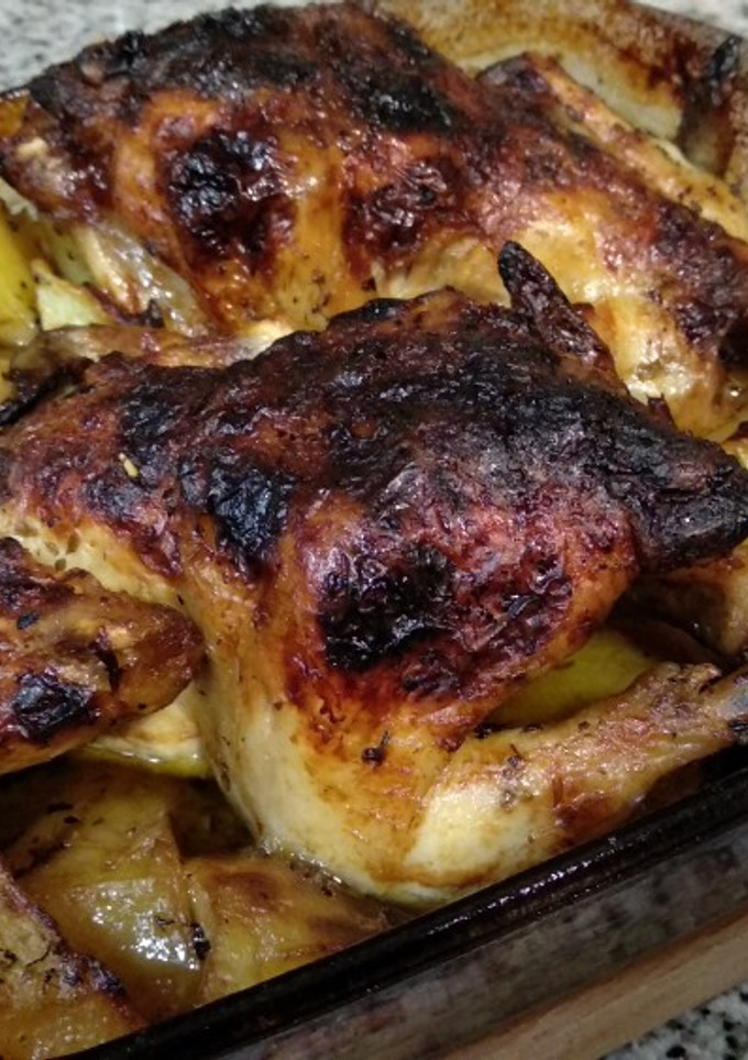 Una foto de Pollo picantón al horno con Pedro Ximénez