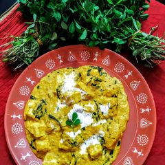 Fresh methi (fenugreek)malai paneer A picture of Fresh methi (fenugreek)malai paneer.