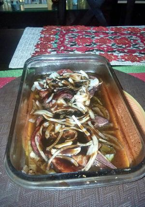 Una foto de Chuleta cerdo al horno al vino.