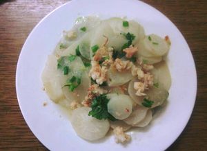 Hình của món Củ cải trắng xào tôm.