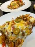 Ground Beef Enchilada over a Bed of Potatoes in Cosori Air Fryer