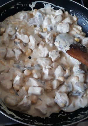 Una foto de Champiñones con crema a mi gusto