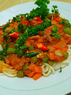 Foto resep Spaghetti Saos Tuna Veggie
