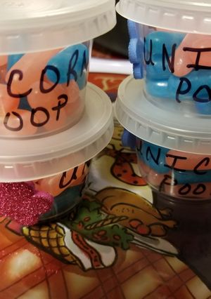 A picture of Unicorn poop cups.