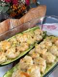 Calabacín relleno de langostinos 🌱🦐