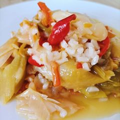A picture of Leek with Orange Olive Oil.