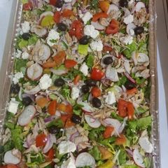 A picture of Black olives and radish salad.