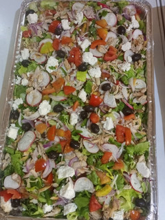 A picture of Black olives and radish salad.