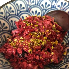 A picture of Berry ice-‘cream’ - can be vegan.