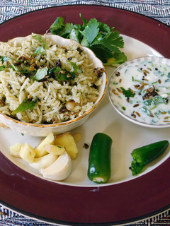 கொத்தமல்லி புலவ், பச்சடி செய்முறை முக்கிய புகைப்படம்