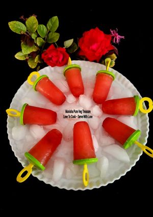 A picture of Rose Shikanji Ice Candy Popsicles.