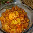 Tumis kentang udang balado