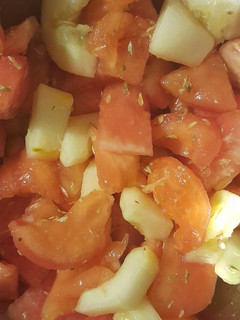 Foto de Salada de Tomate, Pepino e Melancia