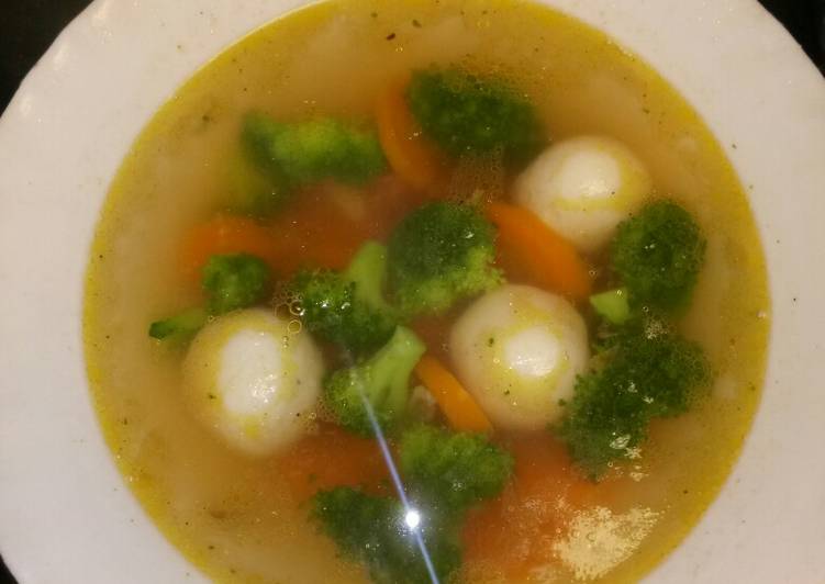 Resep Sop brokoli udang+bakso ikan ๏_๏ menu balita Anti Gagal
