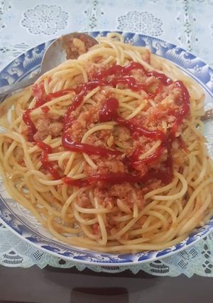 Hình của món Mỳ Ý sốt bò bằm.