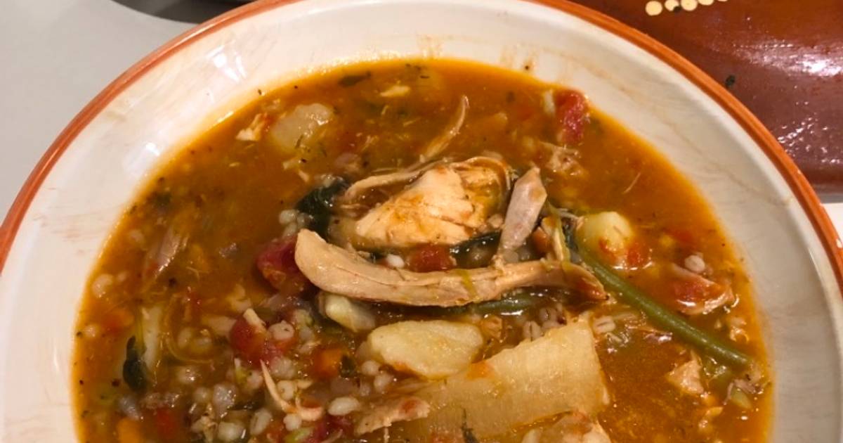 Sopa De Pollo Asado Tomate Y Cebada Receta De Alheniel Lab Humo Y Grasa Cookpad