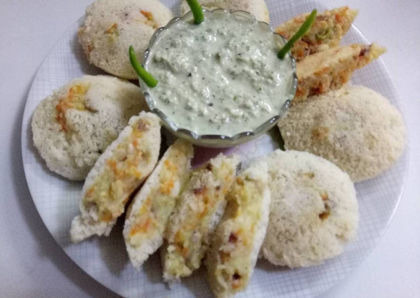 Potatoes & carrots stuff Idli (Navratri vrat special)