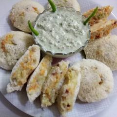 A picture of Potatoes & carrots stuff Idli (Navratri vrat special).