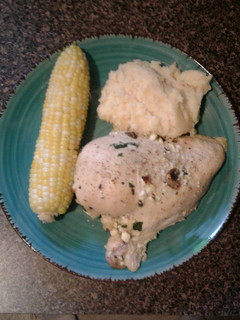 A picture of Baked stuffed chicken breast w/mushroom,spinach and feta cheese.