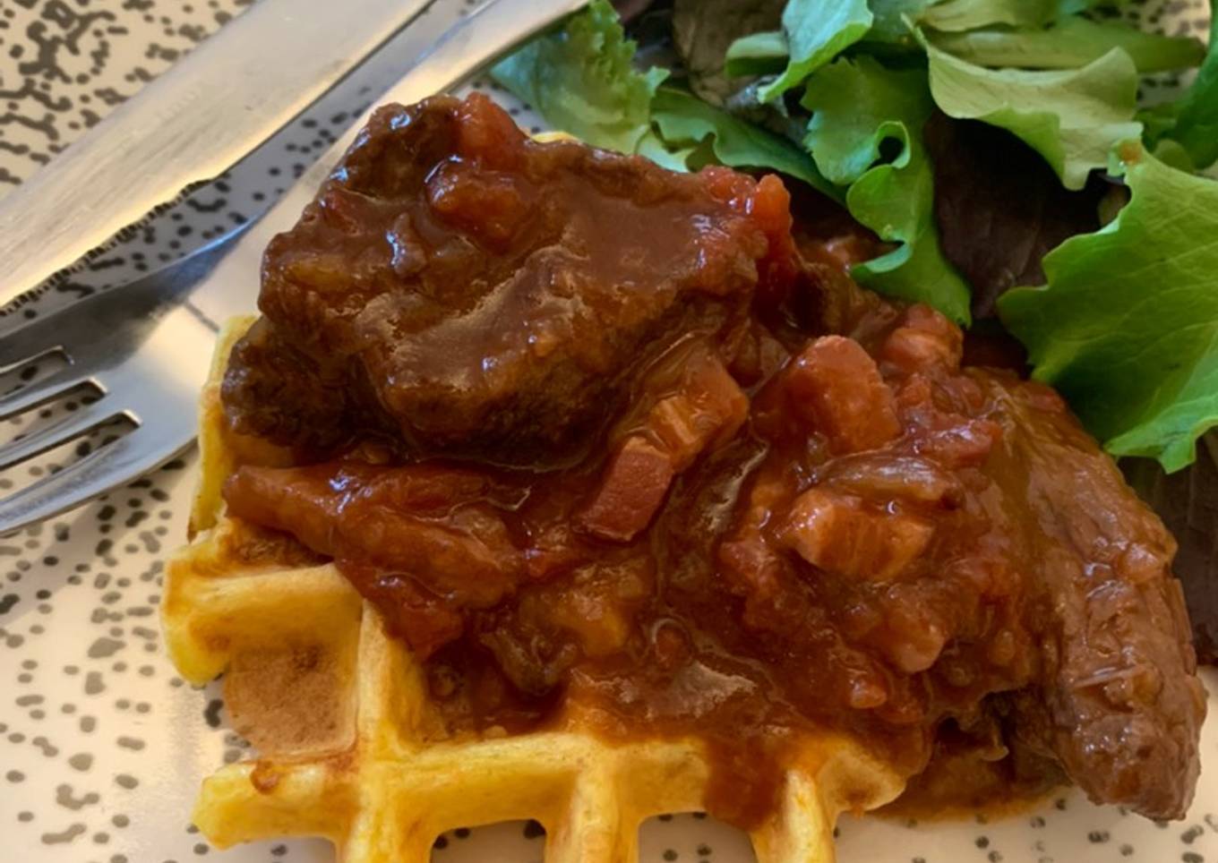 ☆Bœuf Confit à la Bourguignonne, Gaufre de Carotte Nouvelle☆