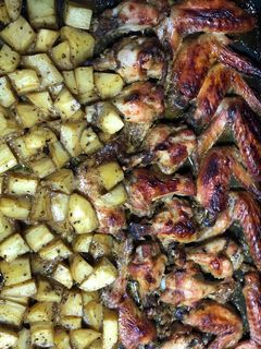 Фото Куриные крылышки с картофелем.