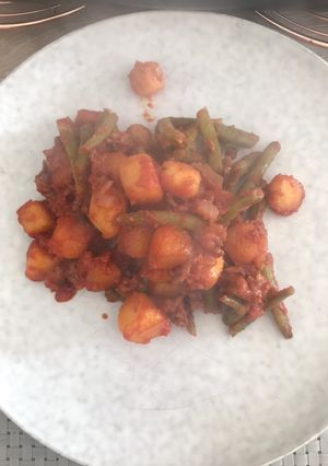 A picture of Ovenschotel krieltjes sperziebonen.