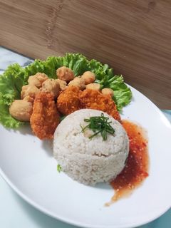 Foto resep Garlic butter rice with chicken katsu