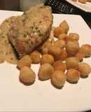 Pollo relleno con salsa de verdeo