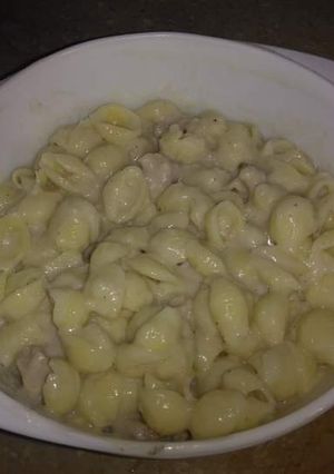 A picture of White Sauce pasta.