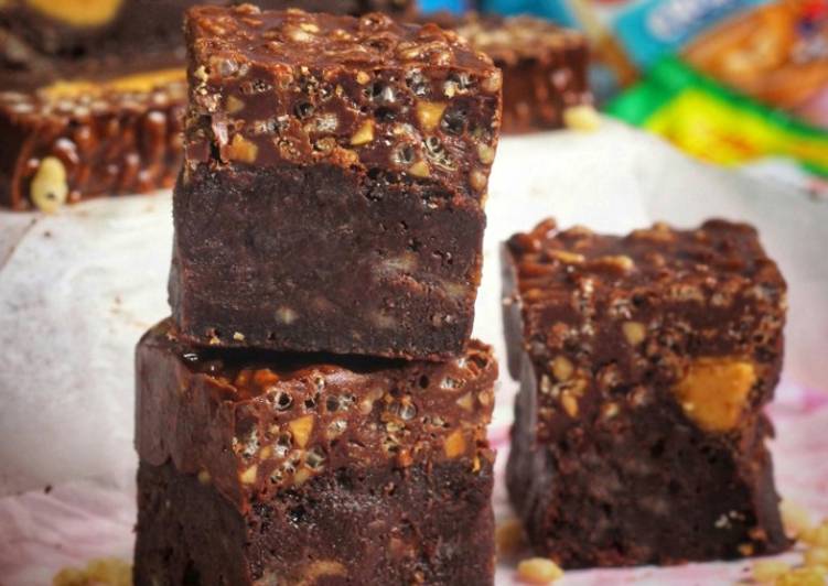 Milo-Banana and Peanut Butter Rice Crispy Brownie