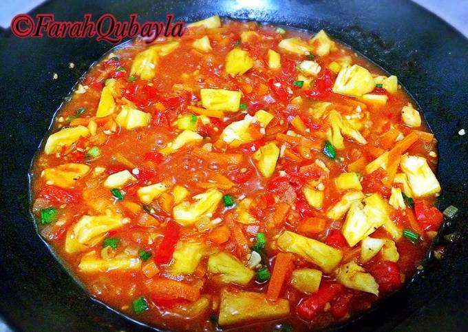 Resep Saus Asam Manis Pedas Nanas Oleh Farah Qubayla Cookpad