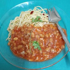 A picture of Spaghetti With Baked Beans Casserole.
