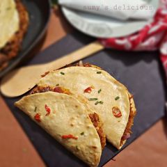 A picture of Beef tacos rice.