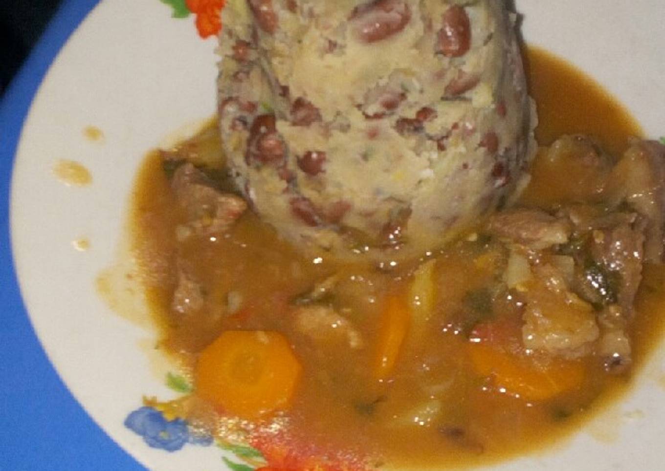 Mukimo and beef stew