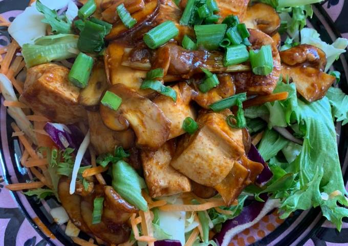 Vegan Friendly: Tofu Mushroom with Korean Spicy Sauce