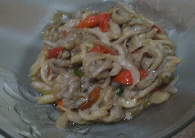 Resep Tumis jamur usus ayam Anti Gagal