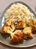 Coliflor Dorada y Arroz con Papas