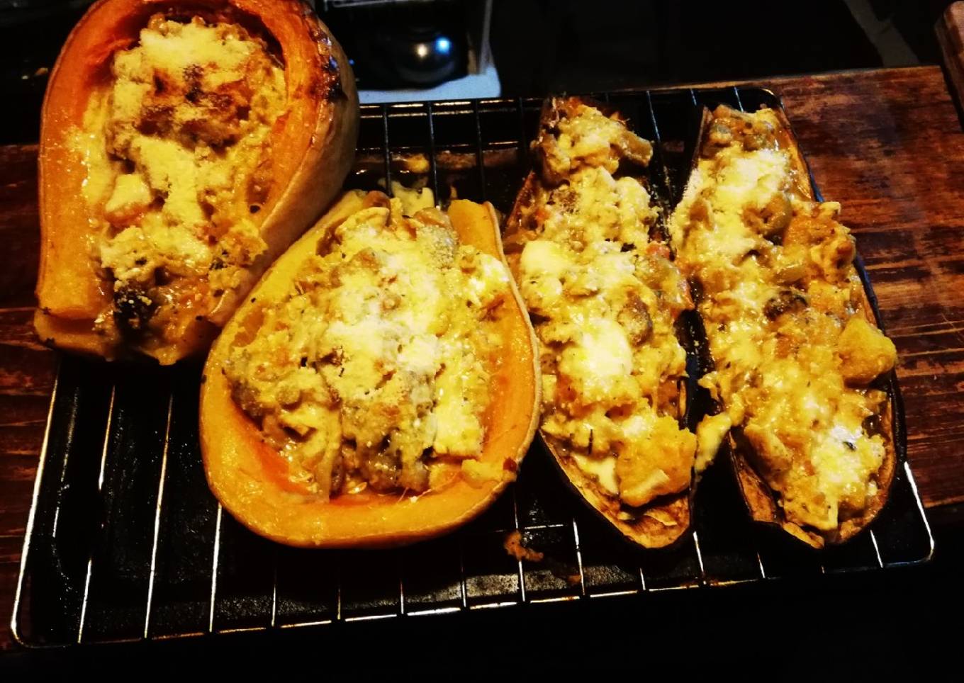 Berenjena y calabaza rellena