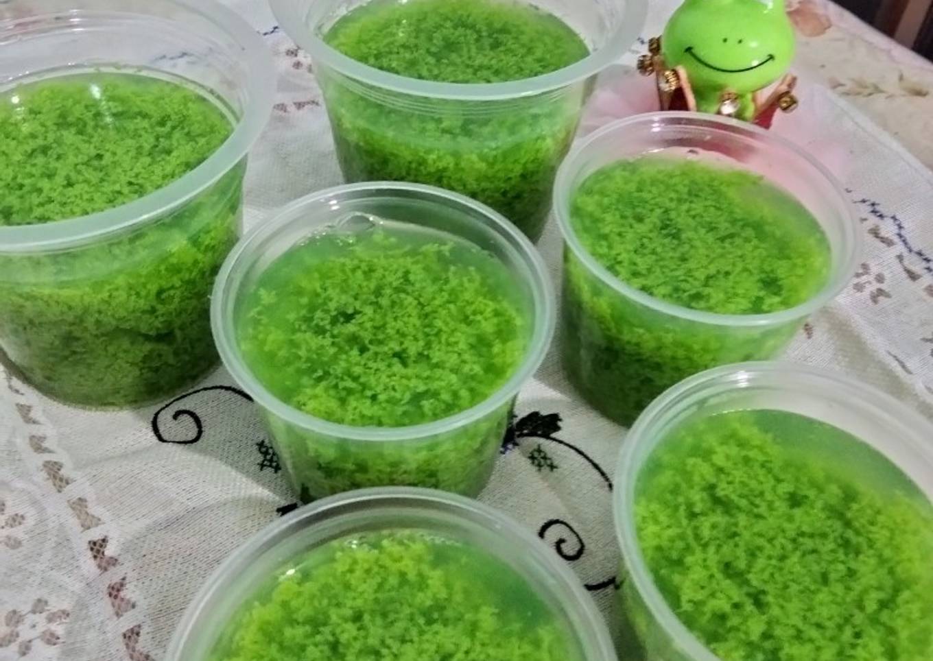 Puding lumut tanpa santan. Harum pandan asli