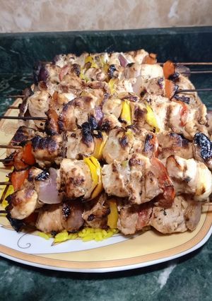 صورة لوصفة الشيش طاووق مشوي ورز بسمتي