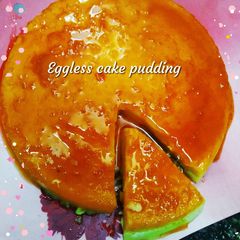 A picture of Eggless cake pudding.