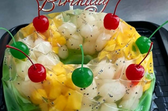 Cara Buat Puding buah kelengkeng dan mangga lapis puding pandan Menu Enak Dan Mudah Dibuat