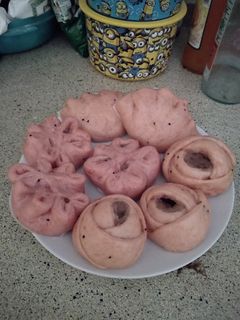 Foto resep Bakpao buah naga isi kacang merah
