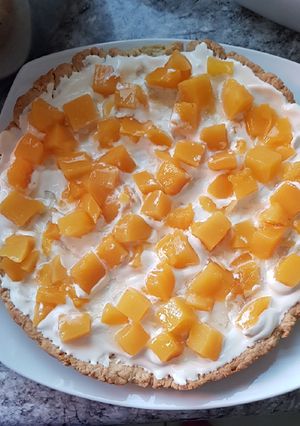 Una foto de Tartaleta de durazno con crema de leche