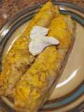 Shredded chicken enchiladas red or green