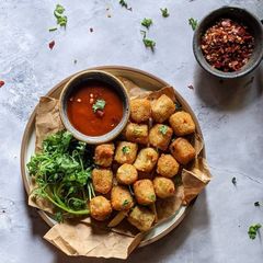 A picture of Chill Coriander Potato Bites.