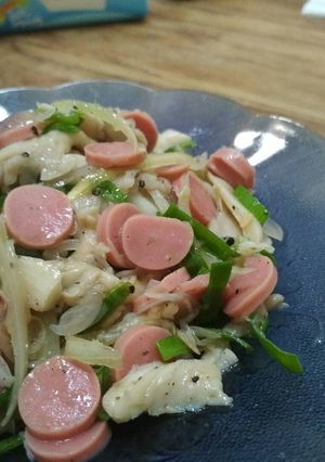 Foto resep Jamur tiram-sosis lada hitam